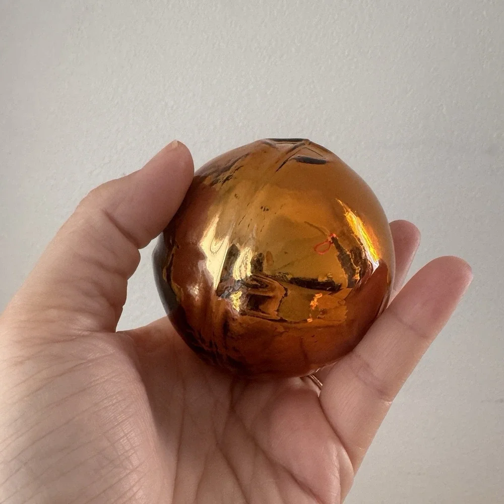 Vtg Y2K Midwest Kugel Christmas Ornament Lot Of 3 Yellow Gold Glass‎ Ball Bell